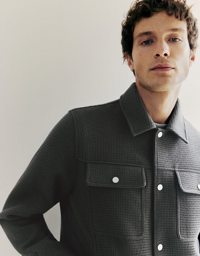 Chamarras Urban Revivo Textured Directo Hombre Verdes | AWJ1897VM
