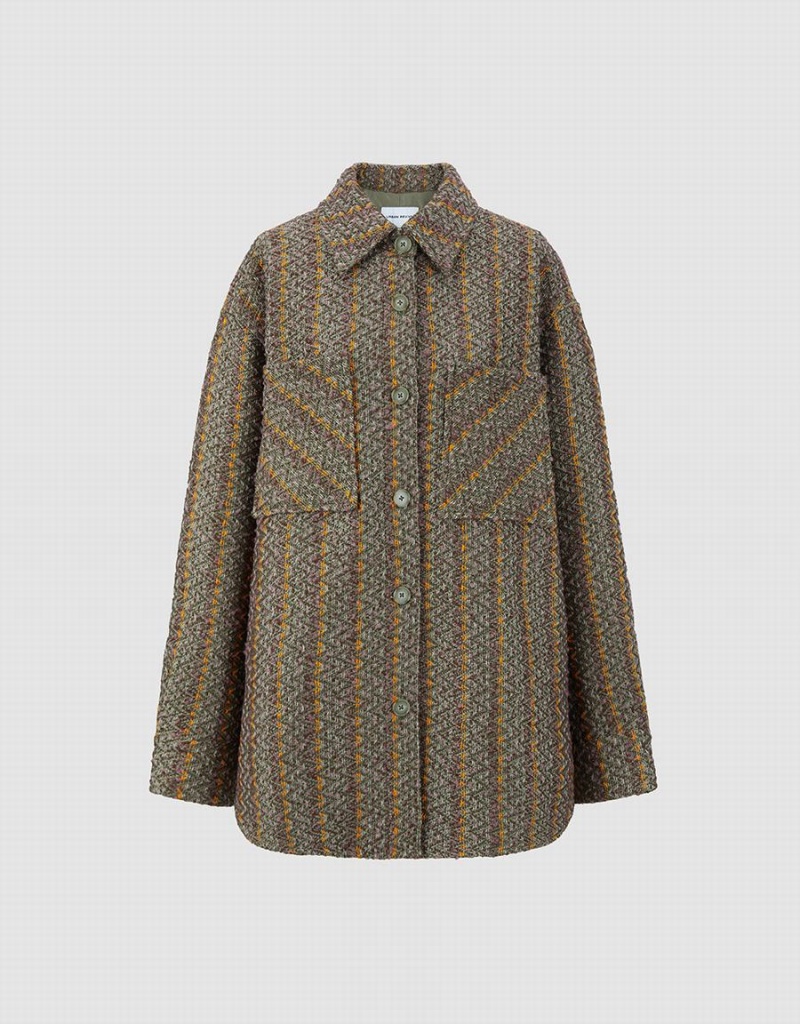 Chamarras Urban Revivo Textured Long Woolen Mujer Verdes | HAM4899UB