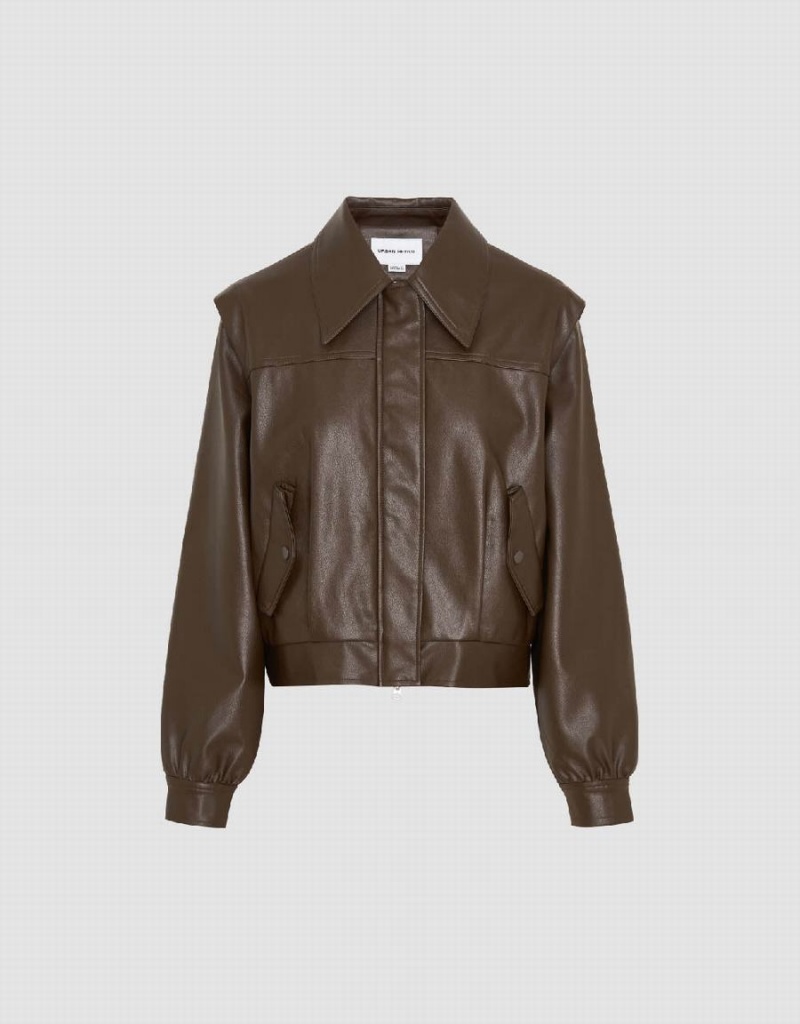 Chamarras Urban Revivo Vegan Cuero Directo Mujer Marrom | UTM1363RW