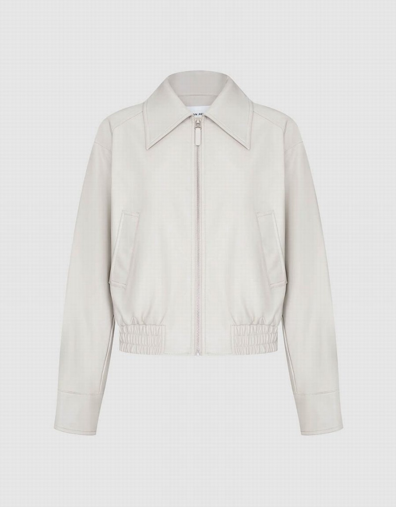 Chaquetas De Cuero Urban Revivo Cremallera Front Vegan Mujer Blancos | AGS939LY