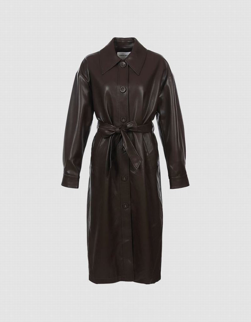 Chaquetas De Cuero Urban Revivo Faux Cuero Belted Mujer Marrom | IGM1248IO