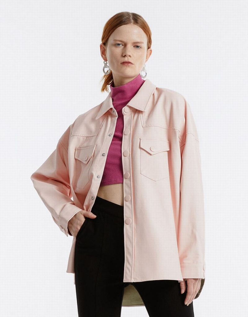 Chaquetas De Cuero Urban Revivo Faux Mujer Rosas | HJQ7014SL