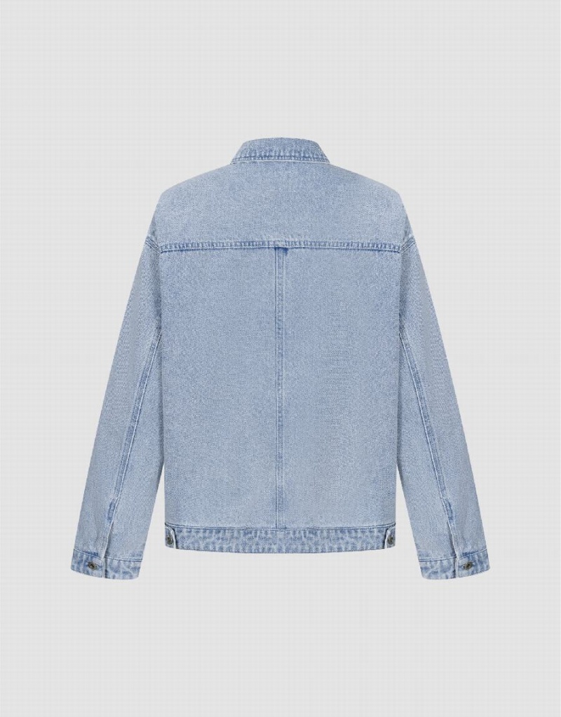 Chaquetas De Mezclilla Urban Revivo Button Up Loose Hombre Azules | LPV824PX