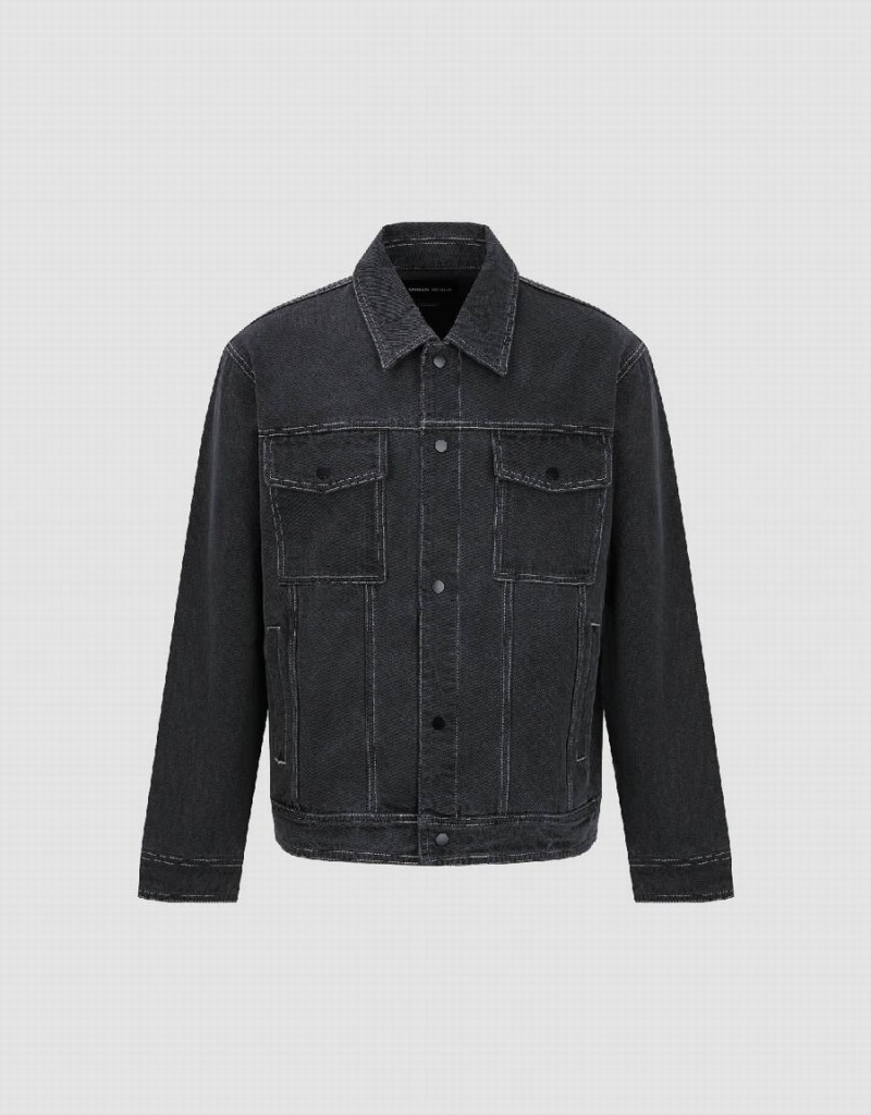 Chaquetas De Mezclilla Urban Revivo Button Up Hombre Grises Oscuro | RSL7963FN
