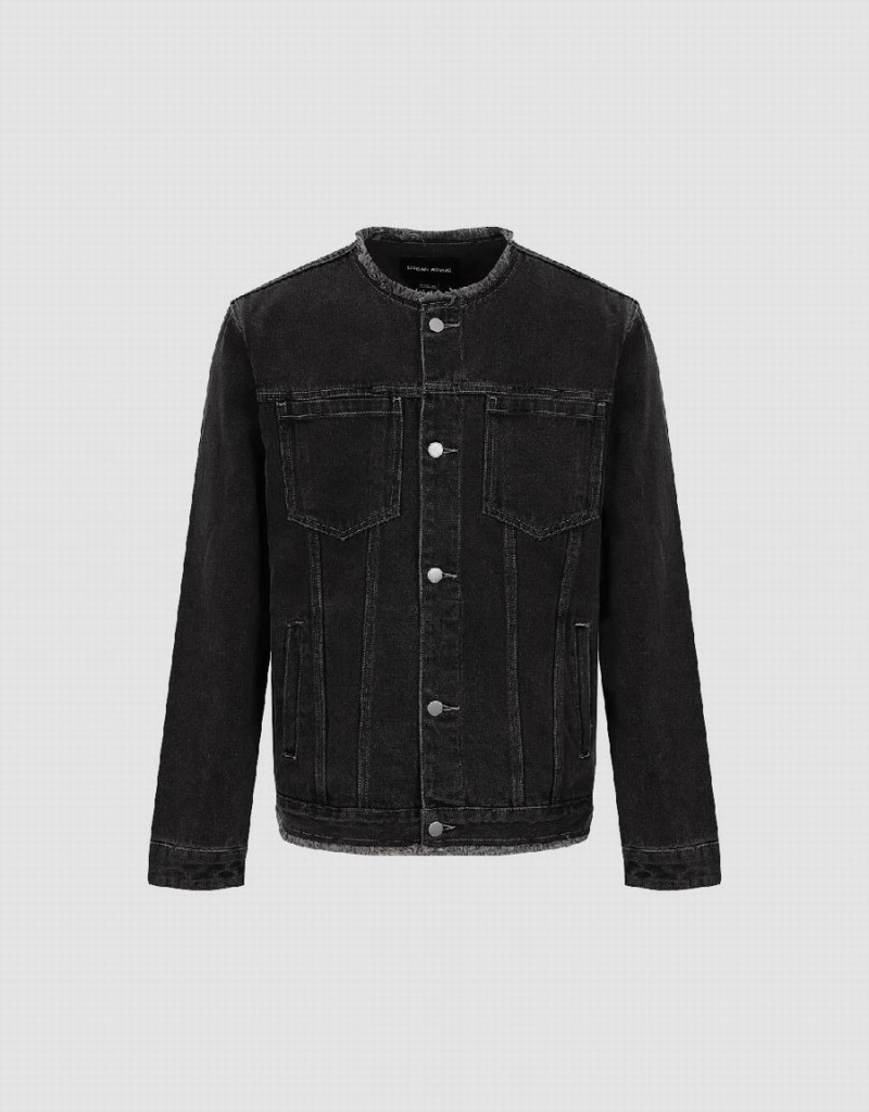 Chaquetas De Mezclilla Urban Revivo Standard Sleeve Hombre Negros | CSN5087DY