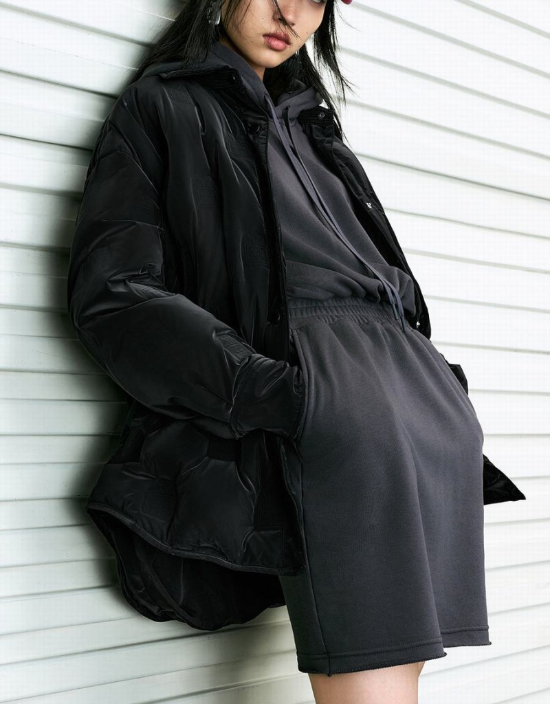 Chaquetas De Plumas Urban Revivo Pressed Button Mujer Negros | KCT146GP