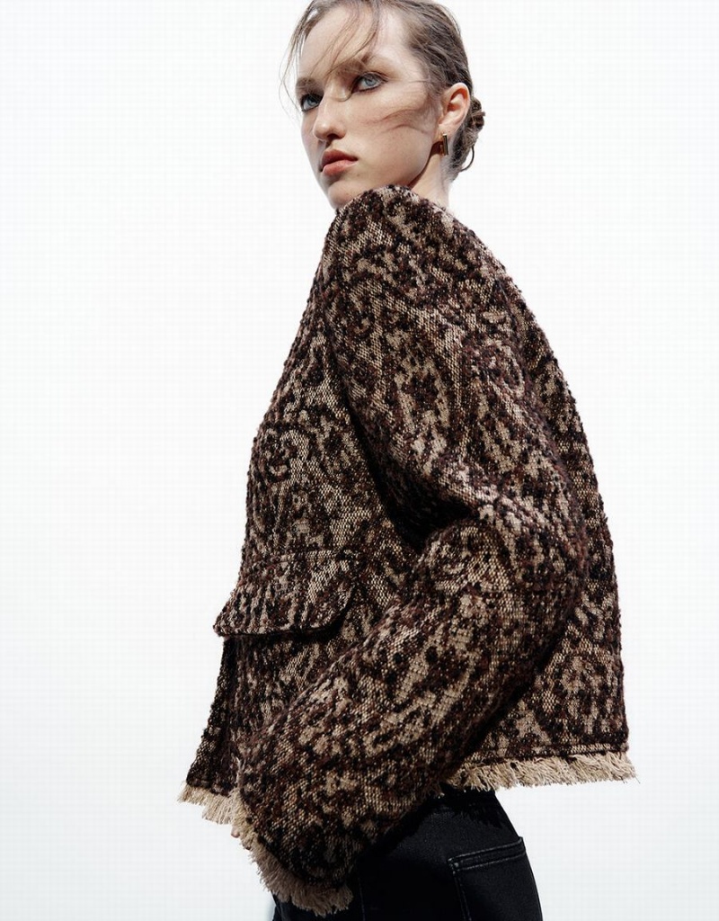 Chaquetas De Plumas Urban Revivo Raw Hem Mujer Marrom Oscuro | KBY9640YA