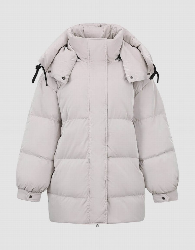 Chaquetas De Plumas Urban Revivo Stand Collar Mujer Blancos | VOS2710ID