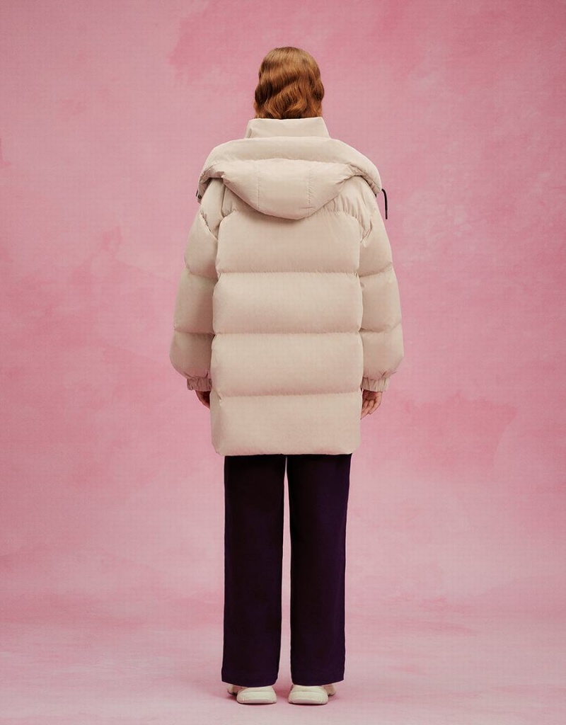 Chaquetas De Plumas Urban Revivo Stand Collar Mujer Blancos | VOS2710ID