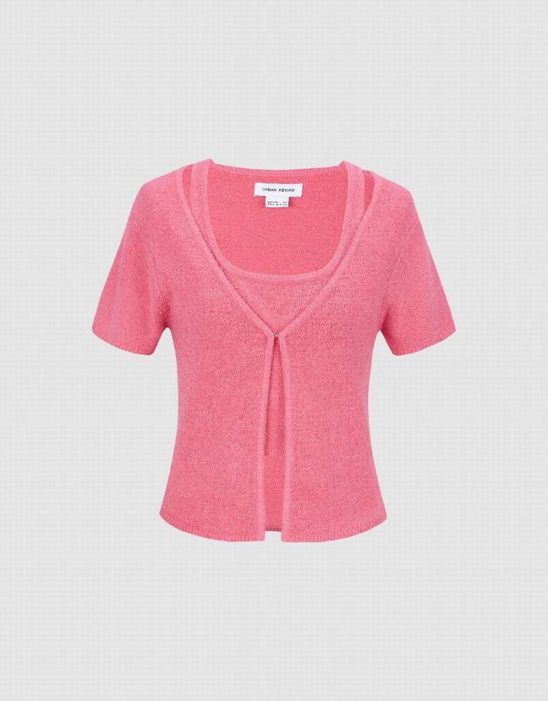 Cárdigan Urban Revivo 2 In 1 De Punto Mujer Rosas Rojos | FAF8066MM