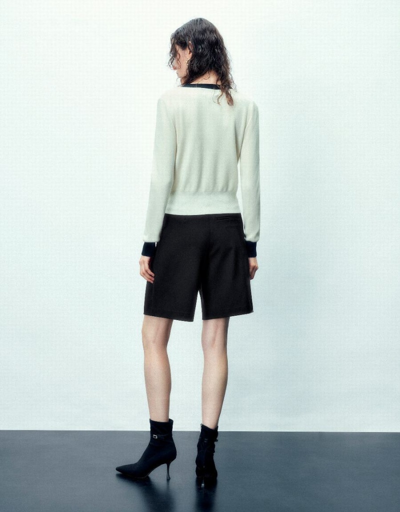 Cárdigan Urban Revivo Cashmere V-Neck De Punto Mujer Blancos | JIN8695OX