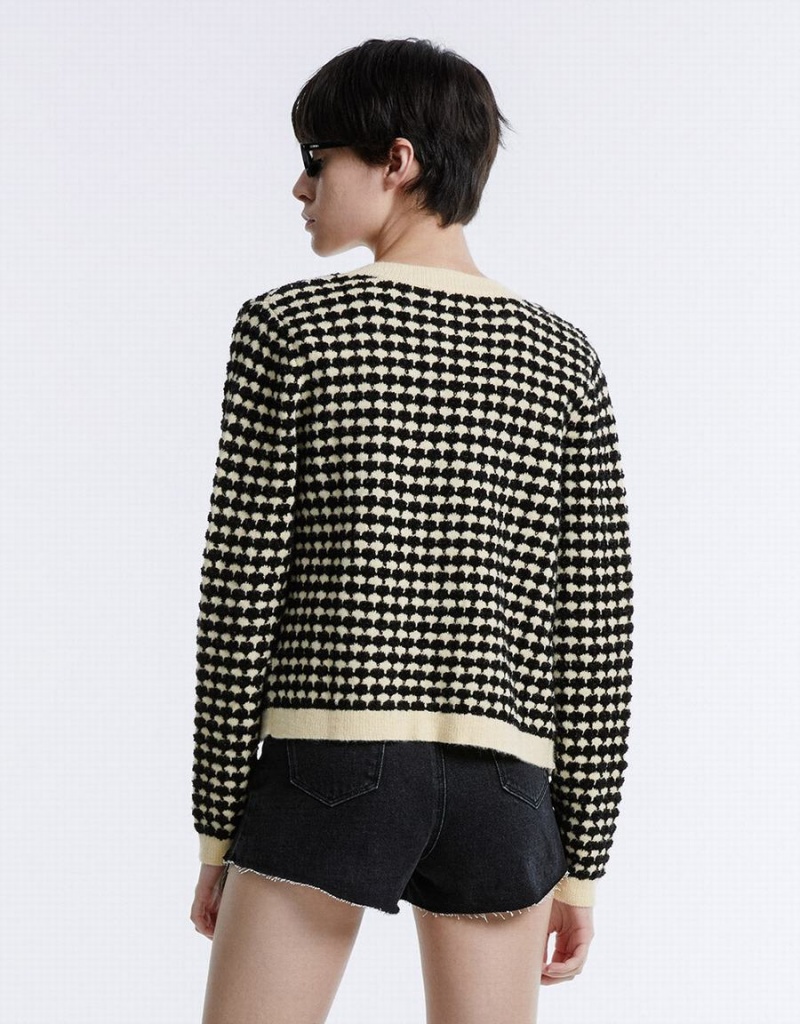Cárdigan Urban Revivo Checkered Mujer Blancos | KBJ3695XR