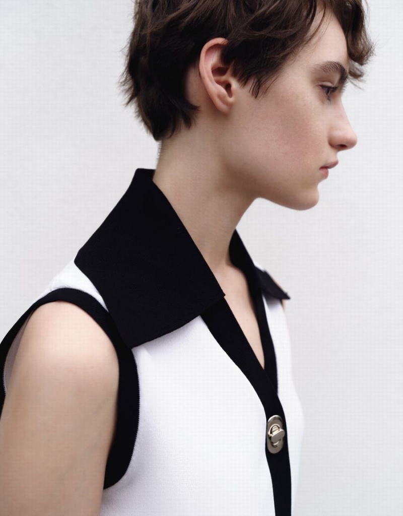 Cárdigan Urban Revivo Contrast Lapel De Punto Mujer Blancos | SWK235SM