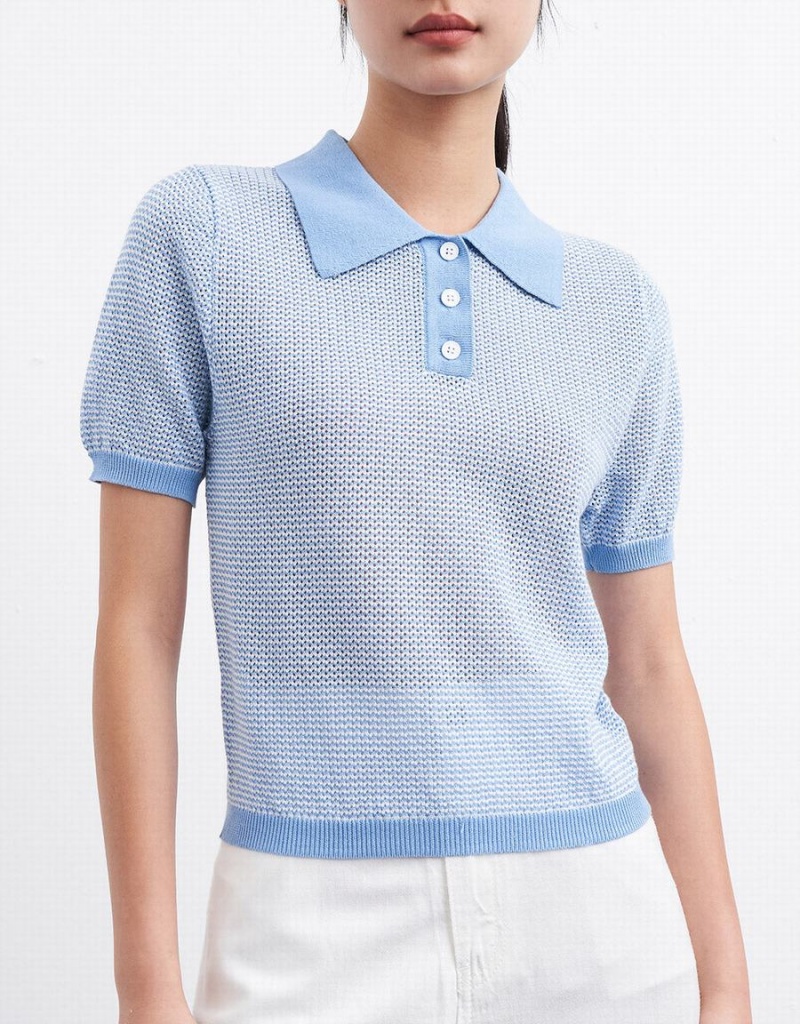 Cárdigan Urban Revivo Contrast Trim De Punto Mujer Azules | HZY678IF