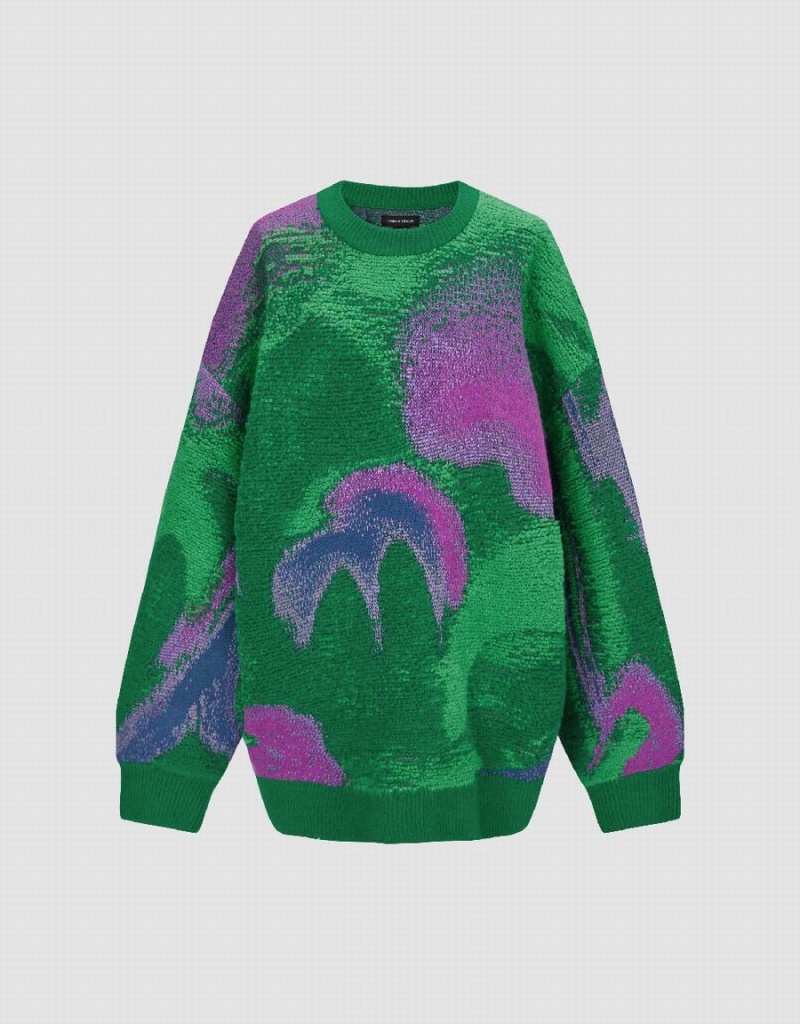 Cárdigan Urban Revivo Crew Neck De Punto Mujer Verdes | IPN752UQ
