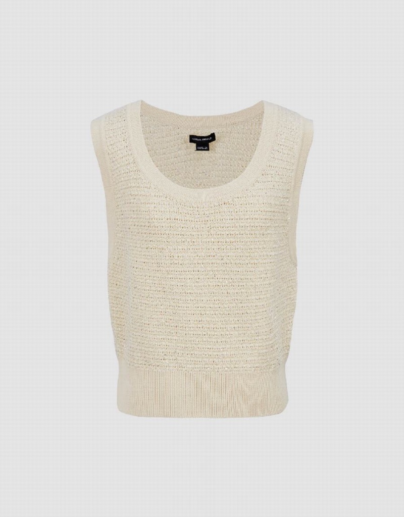 Cárdigan Urban Revivo Crew Neck De Punto Mujer Beige | WWA1183YD