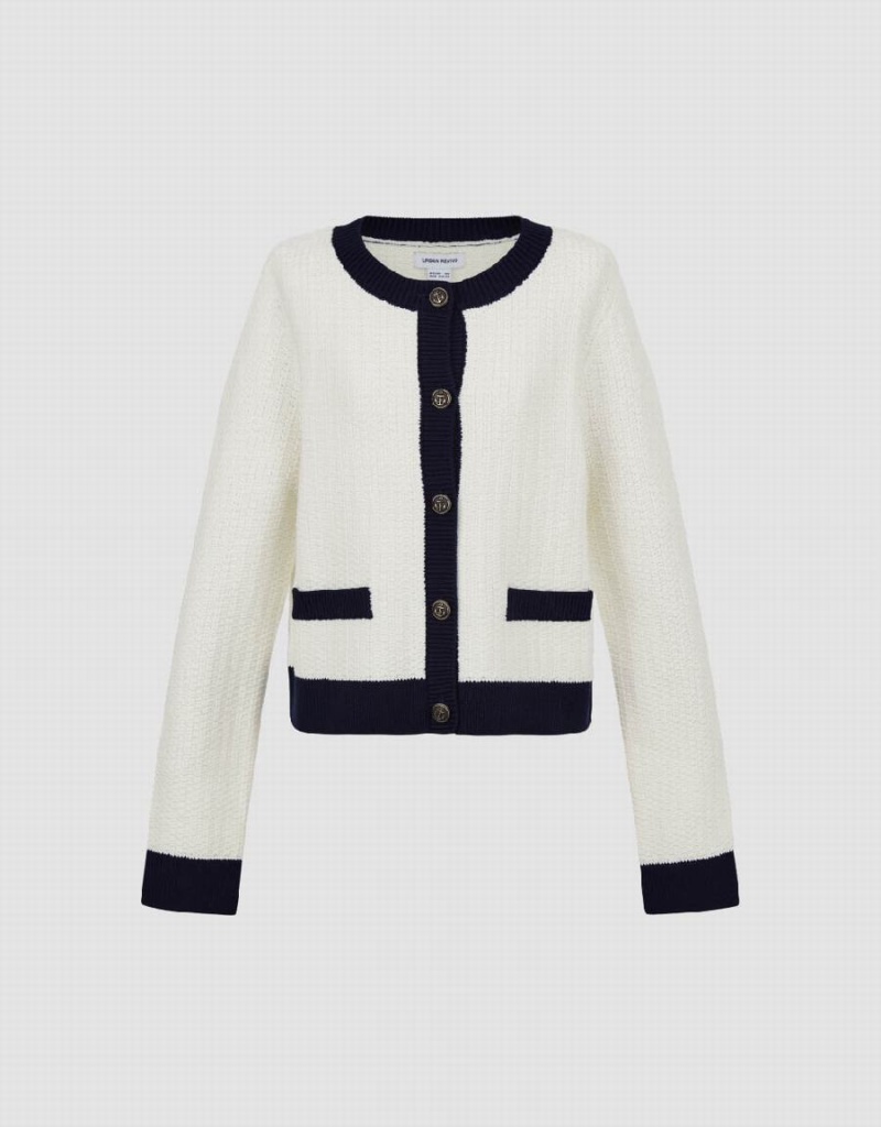 Cárdigan Urban Revivo Crew Neck De Punto Mujer Blancos | EZR5743JC