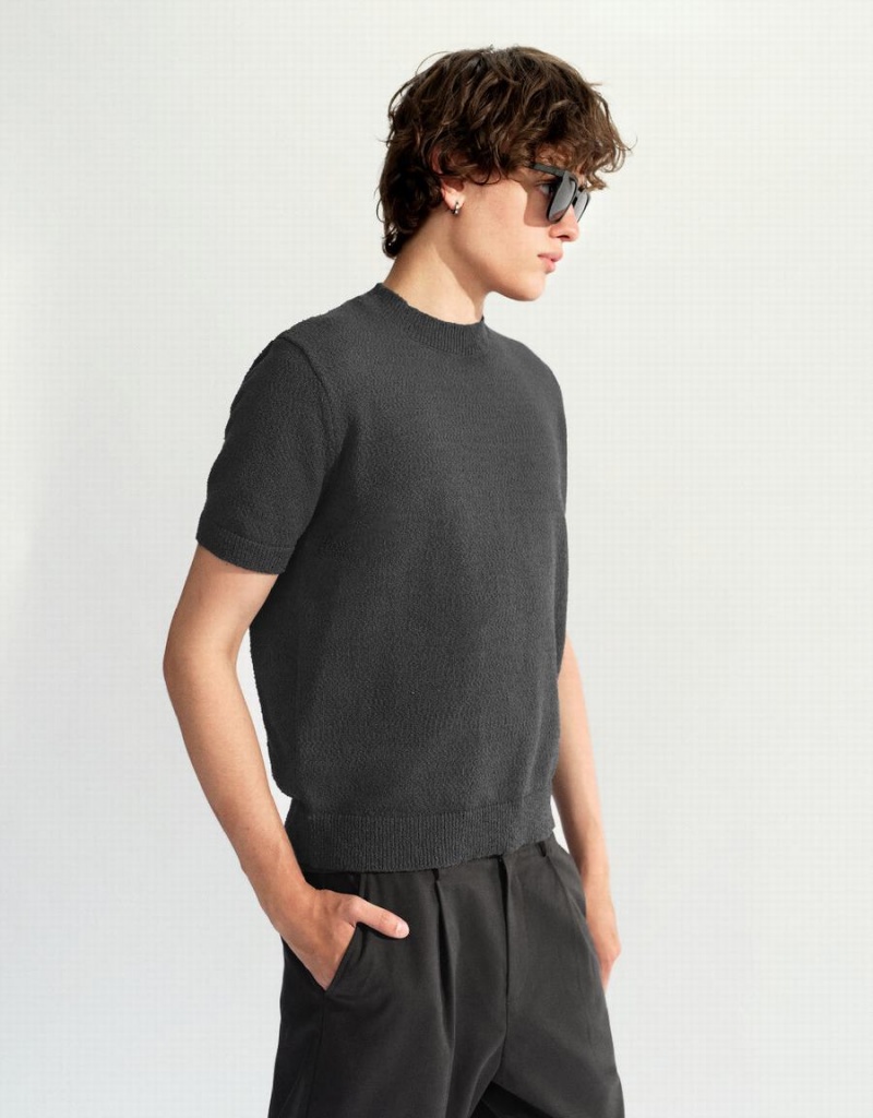 Cárdigan Urban Revivo Crew Neck De Punto Hombre Grises | JRJ1871KG