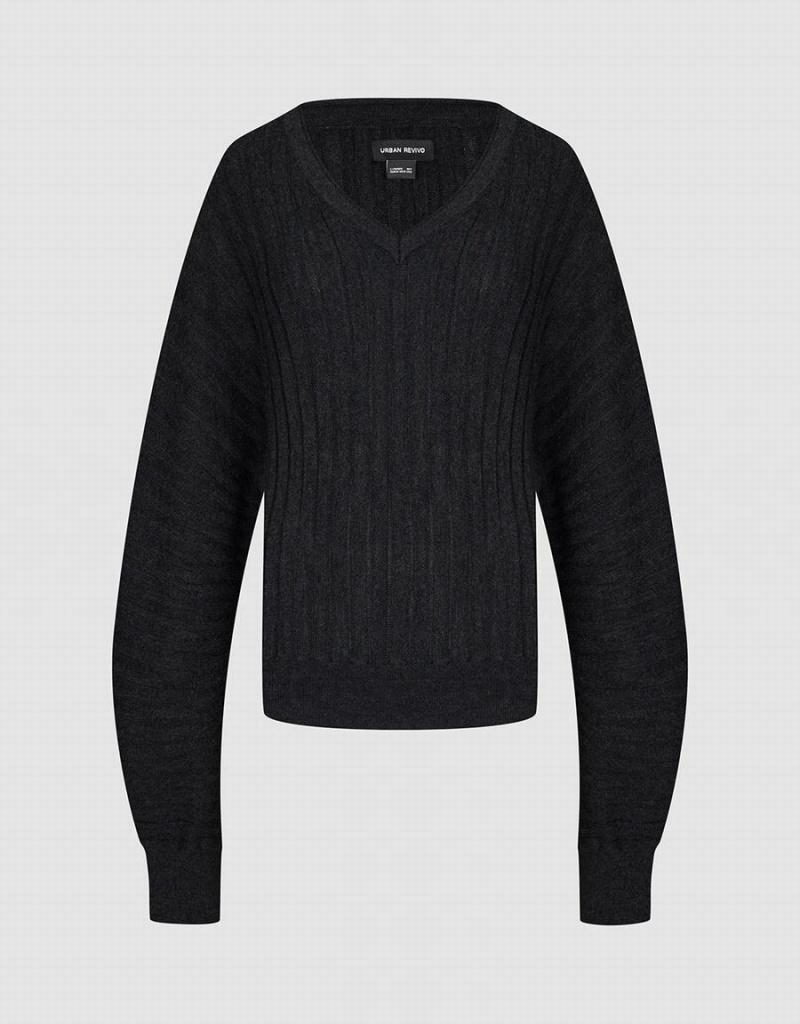 Cárdigan Urban Revivo Dolman Sleeve V-Neck De Punto Mujer Grises | PXU2289CL
