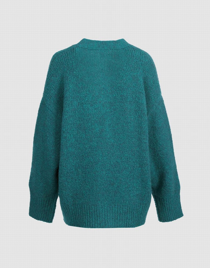 Cárdigan Urban Revivo Drop Shoulder Patched Pocket Button Up Mujer Verdes | YGG1354QT