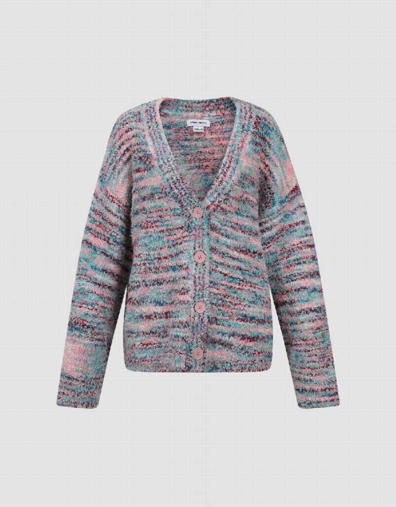 Cárdigan Urban Revivo Drop Shoulder Sleeve De Punto Mujer Rosas | XAG7459OE