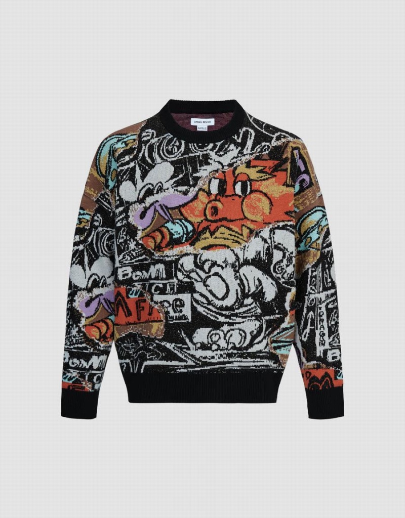 Cárdigan Urban Revivo Estampados Printed De Punto Hombre Multicolor | MQV5440YB