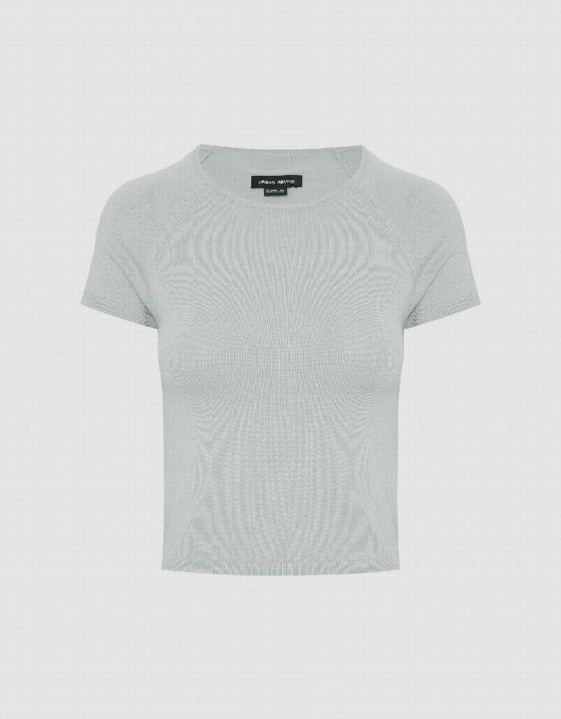 Cárdigan Urban Revivo Flaco Crew Neck De Punto Mujer Grises Claro | DKM5011UW