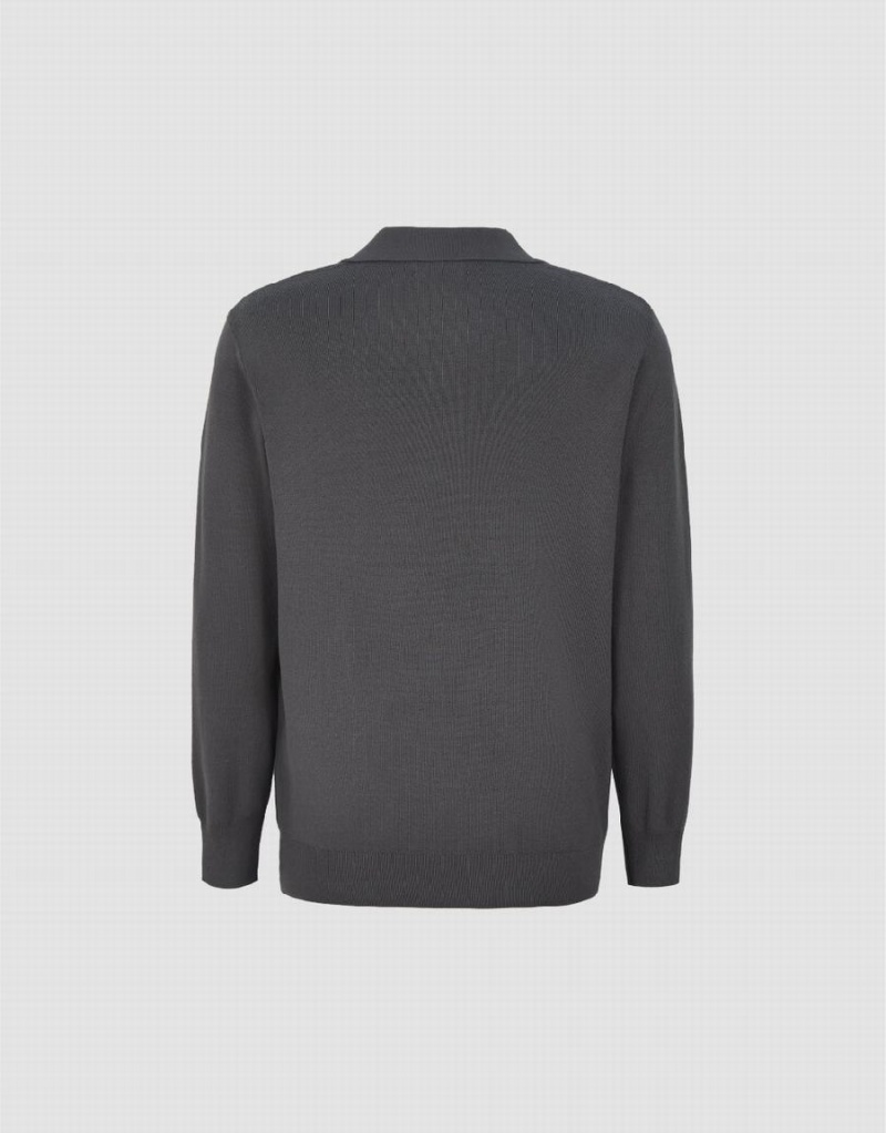Cárdigan Urban Revivo Lapel De Punto Hombre Grises Oscuro | VAU3873SH