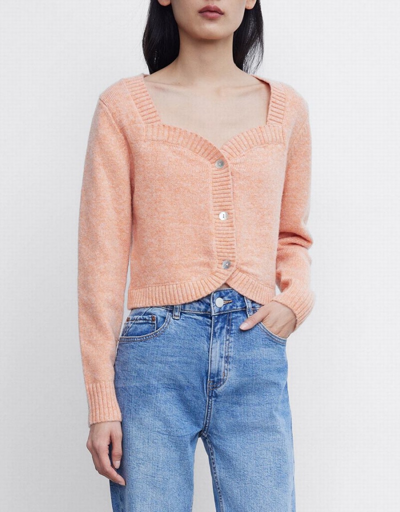 Cárdigan Urban Revivo Plain Button Up Mujer Naranjas Claro | KZK5124PJ