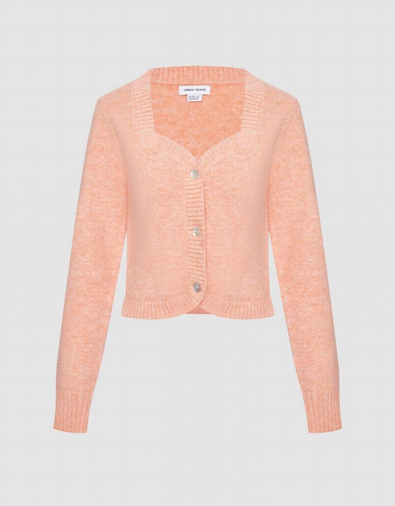 Cárdigan Urban Revivo Plain Button Up Mujer Naranjas Claro | KZK5124PJ