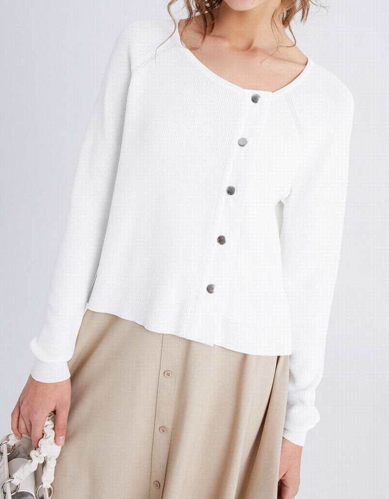 Cárdigan Urban Revivo Plain Button Up Mujer Blancos | NKI4818XX