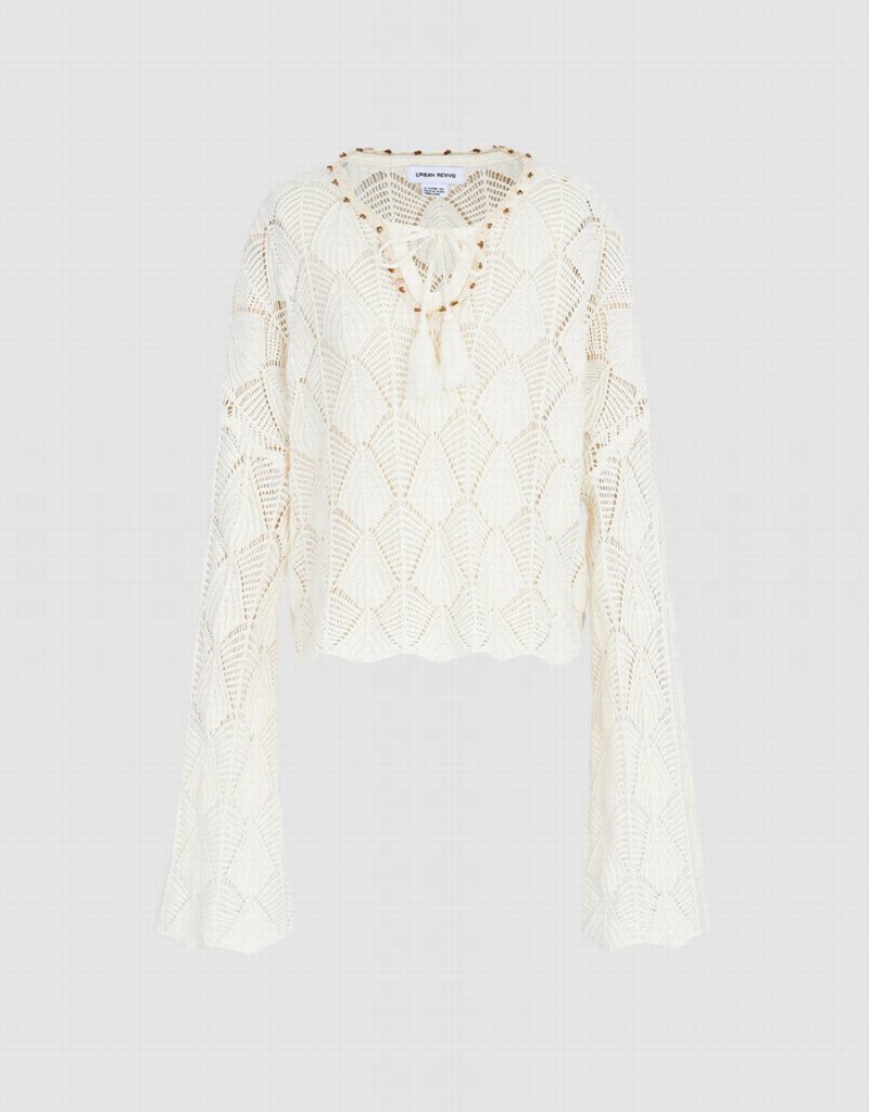 Cárdigan Urban Revivo Pointelle De Punto Top Mujer Beige | DGQ1100FO