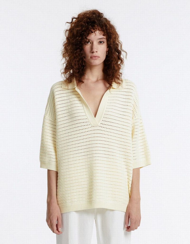 Cárdigan Urban Revivo Pointelle De Punto Top Mujer Blancos | HRZ6925YE