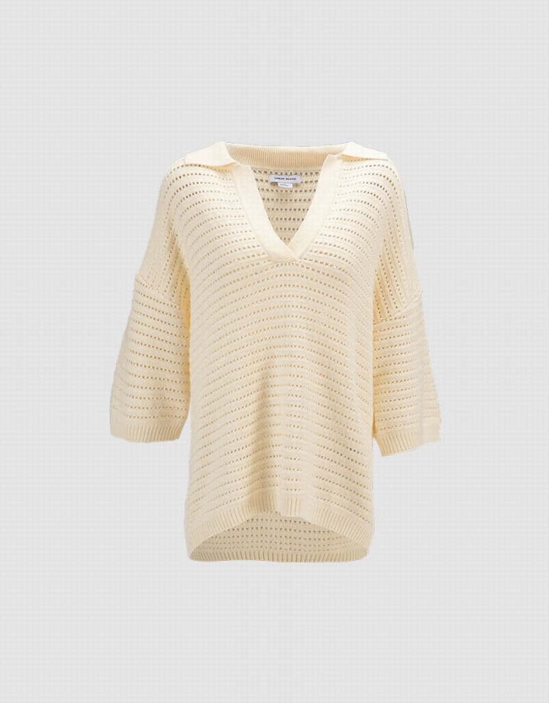 Cárdigan Urban Revivo Pointelle De Punto Top Mujer Blancos | HRZ6925YE