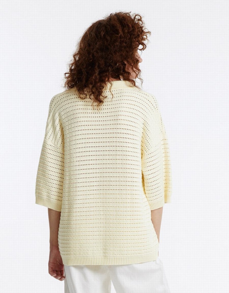 Cárdigan Urban Revivo Pointelle De Punto Top Mujer Blancos | HRZ6925YE