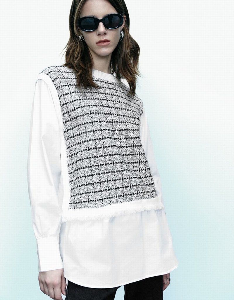 Cárdigan Urban Revivo Puff Sleeve 2 In 1 De Punto Mujer Blancos | KSC866GF