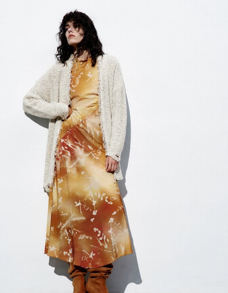 Cárdigan Urban Revivo Raw Trim De Punto Mujer Blancos | XWI3996PN