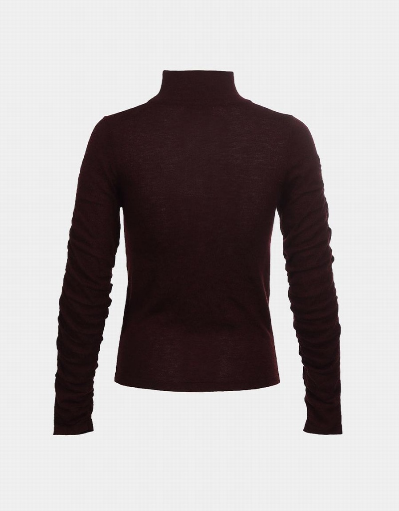Cárdigan Urban Revivo Ruched Sleeve Fitted Knit Top Mujer Rojos | EFZ4227JG