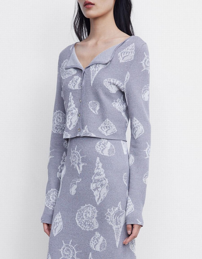 Cárdigan Urban Revivo Seashell Button Up Mujer Grises | MXI913ET