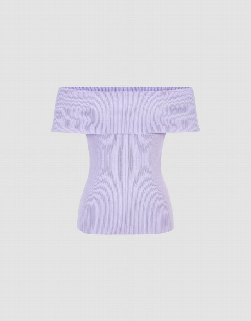 Cárdigan Urban Revivo Sin Manga Off-Shoulder De Punto Mujer Morados | TWU2863PV