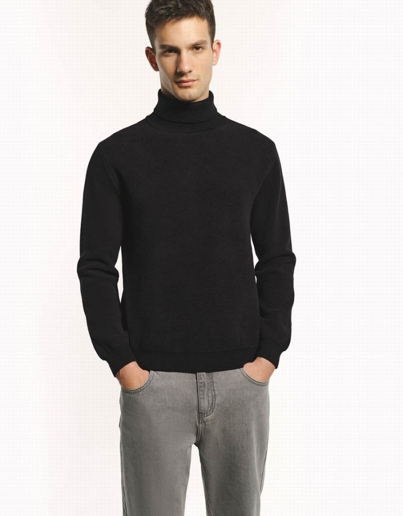 Cárdigan Urban Revivo Stand Collar De Punto Hombre Grises Oscuro | SLH1651XJ