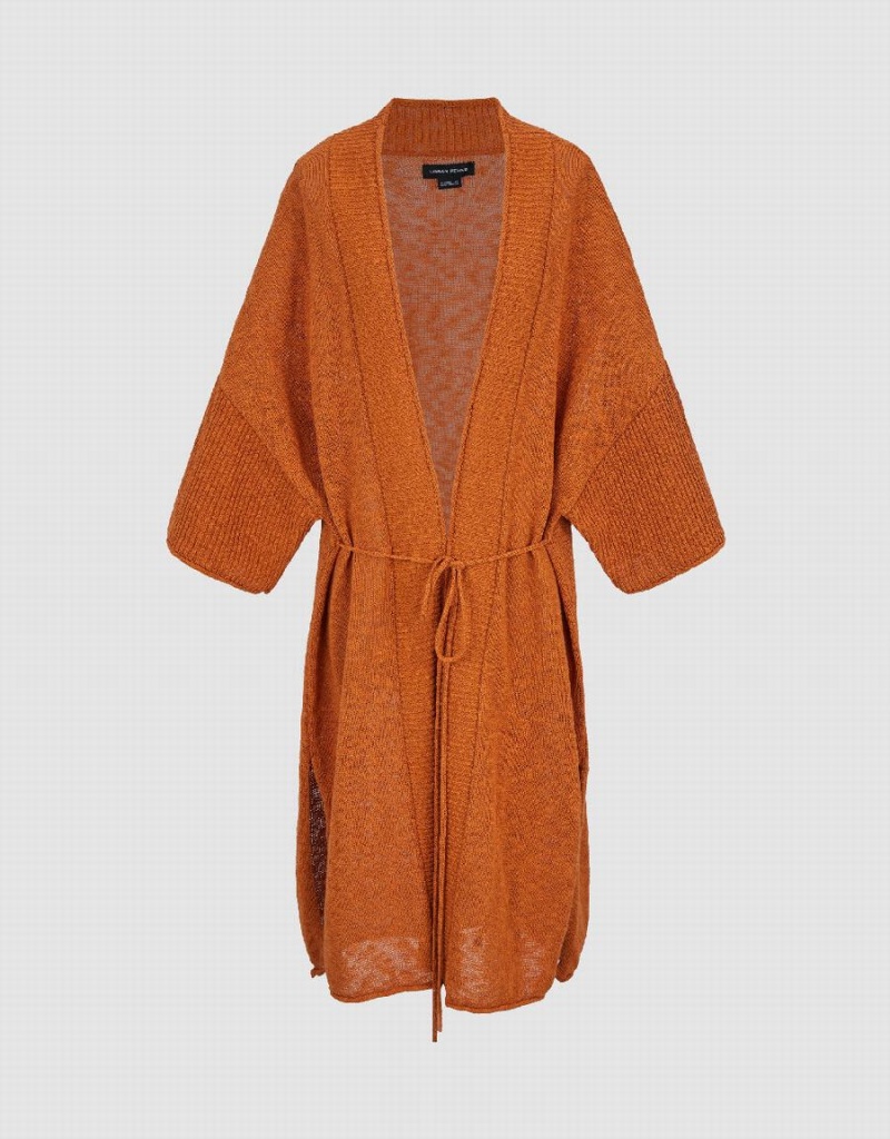 Cárdigan Urban Revivo Tie Front De Punto Mujer Naranjas | RHR6064DV