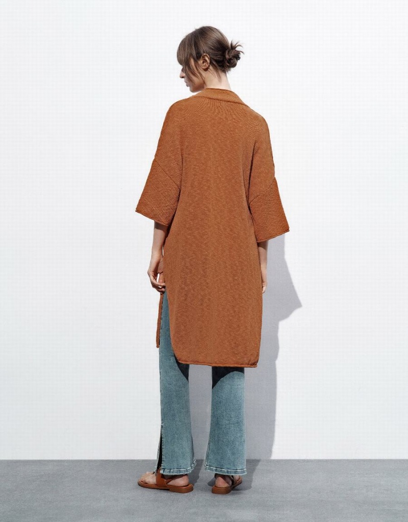 Cárdigan Urban Revivo Tie Front De Punto Mujer Naranjas | RHR6064DV