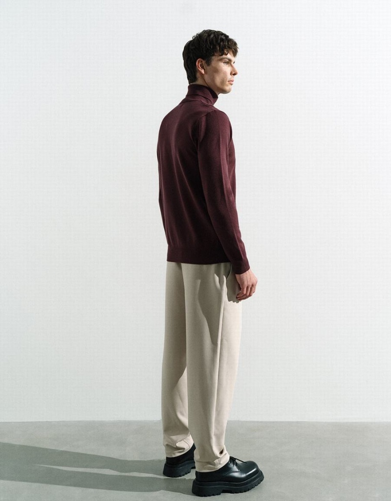 Cárdigan Urban Revivo Turtle Neck De Punto Hombre Rojos | WJE4873JD