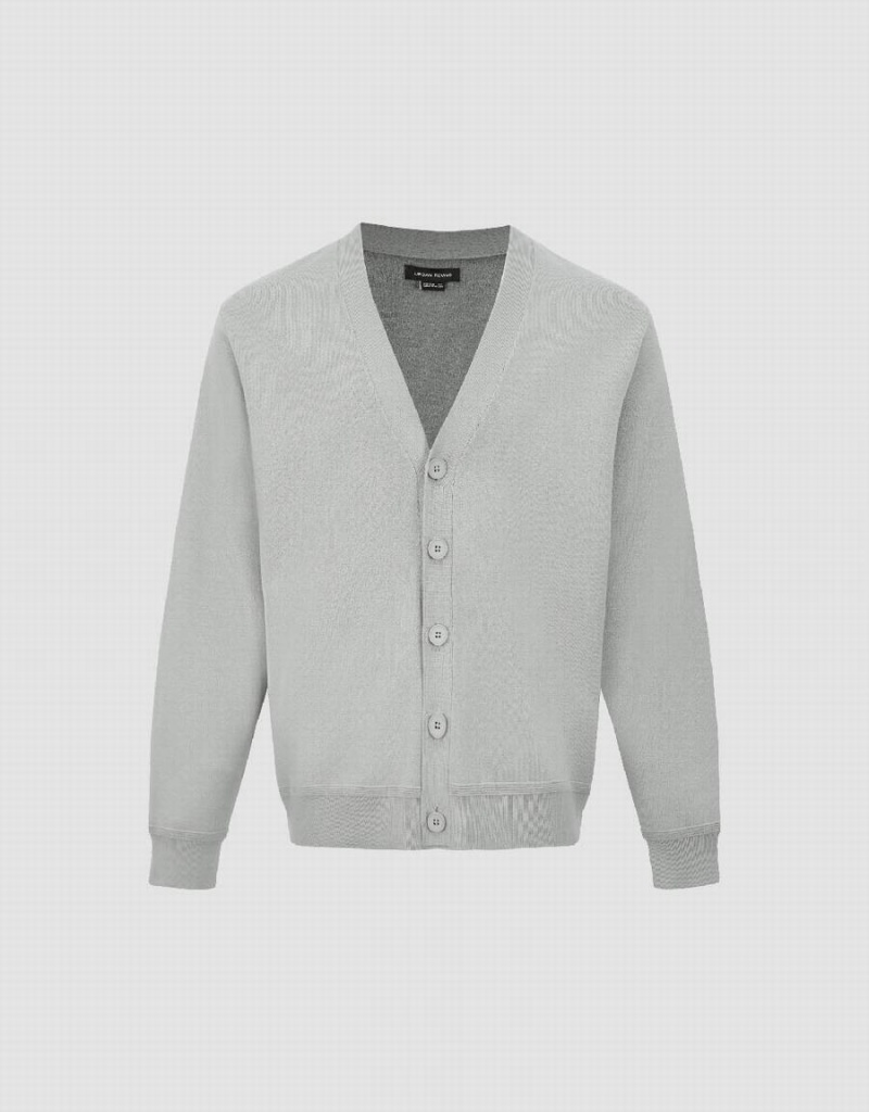 Cárdigan Urban Revivo V-Neck De Punto Hombre Grises Claro | HXH1290DL