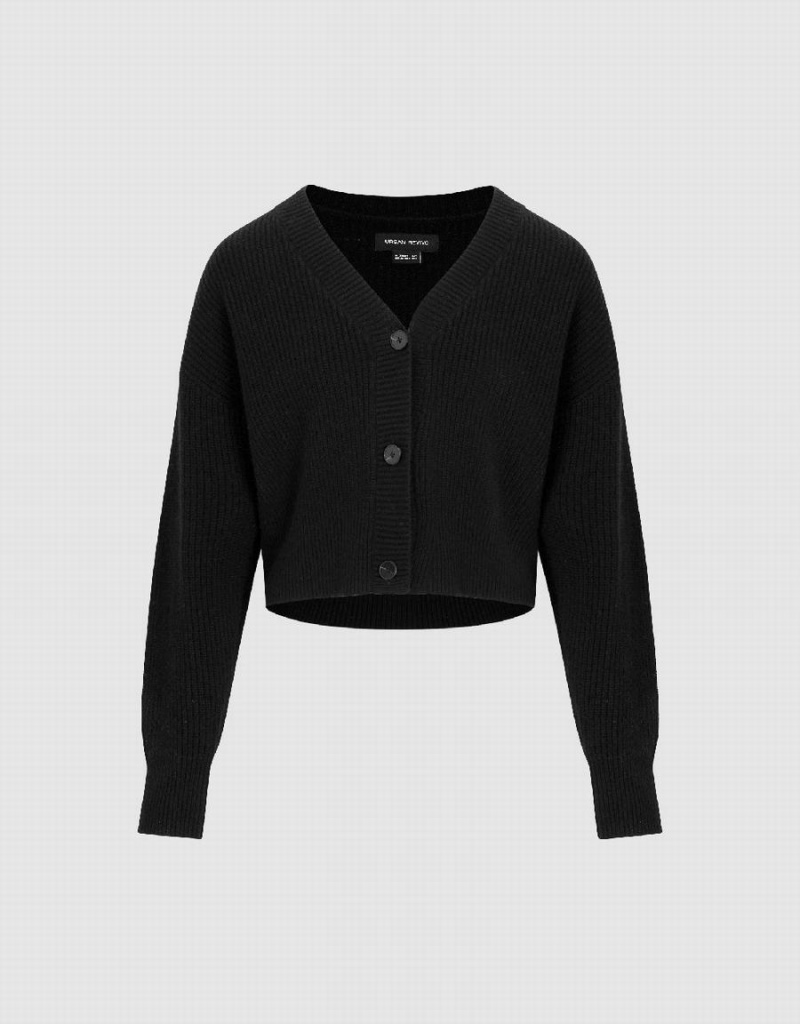 Cárdigan Urban Revivo V-Neck De Punto Mujer Negros | SXZ964XX