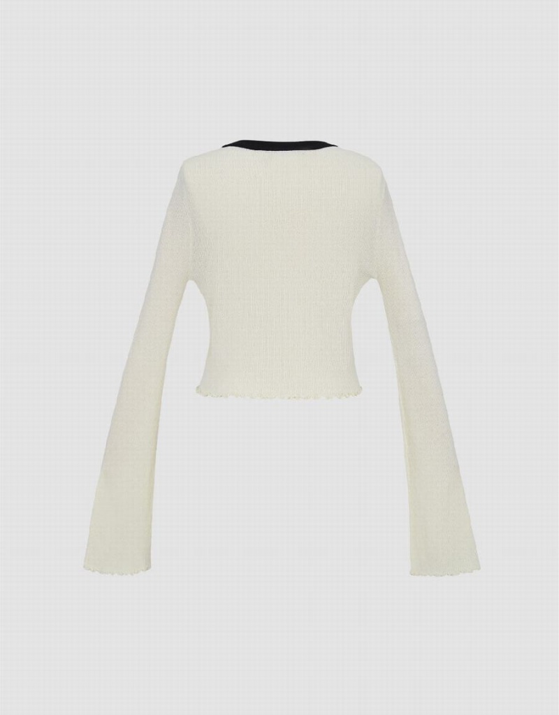 Cárdigan Urban Revivo V-Neck De Punto Mujer Beige | HTB8780QQ