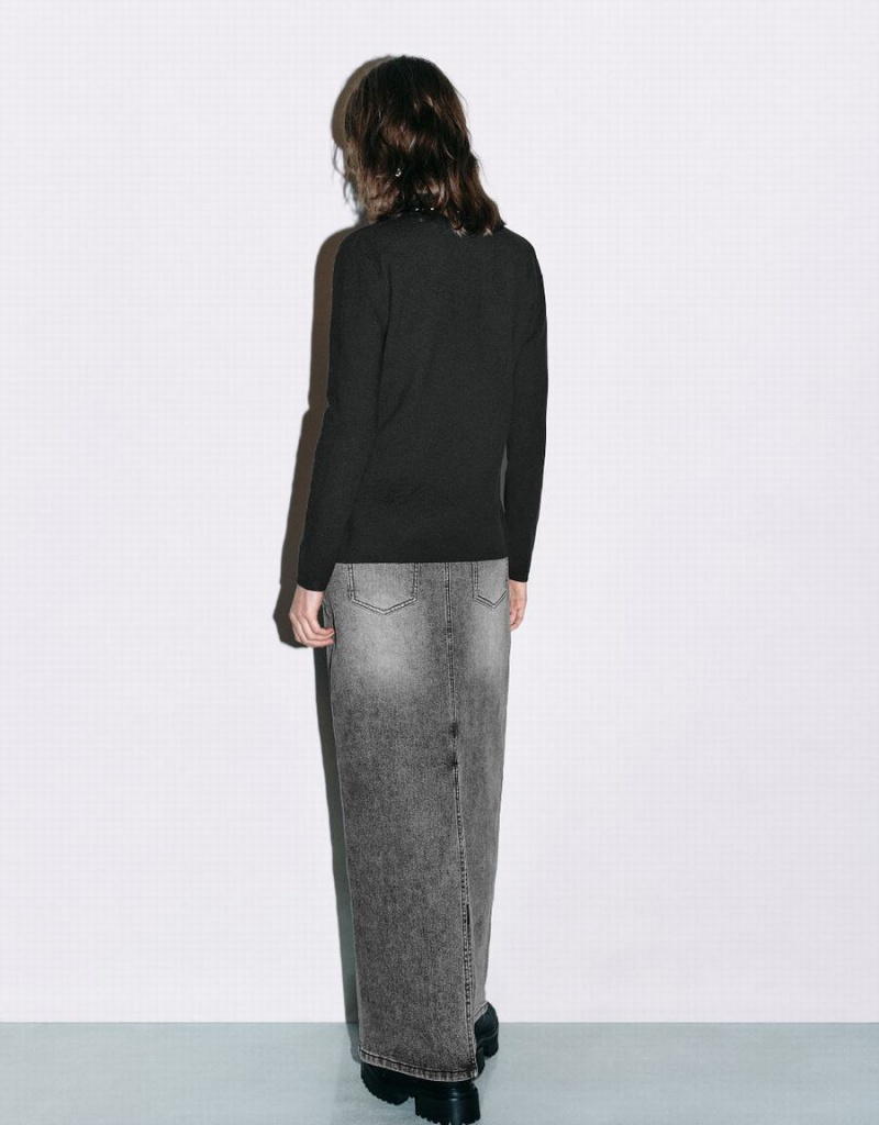 Cárdigan Urban Revivo V-Neck De Punto Mujer Negros | ELS3876QK