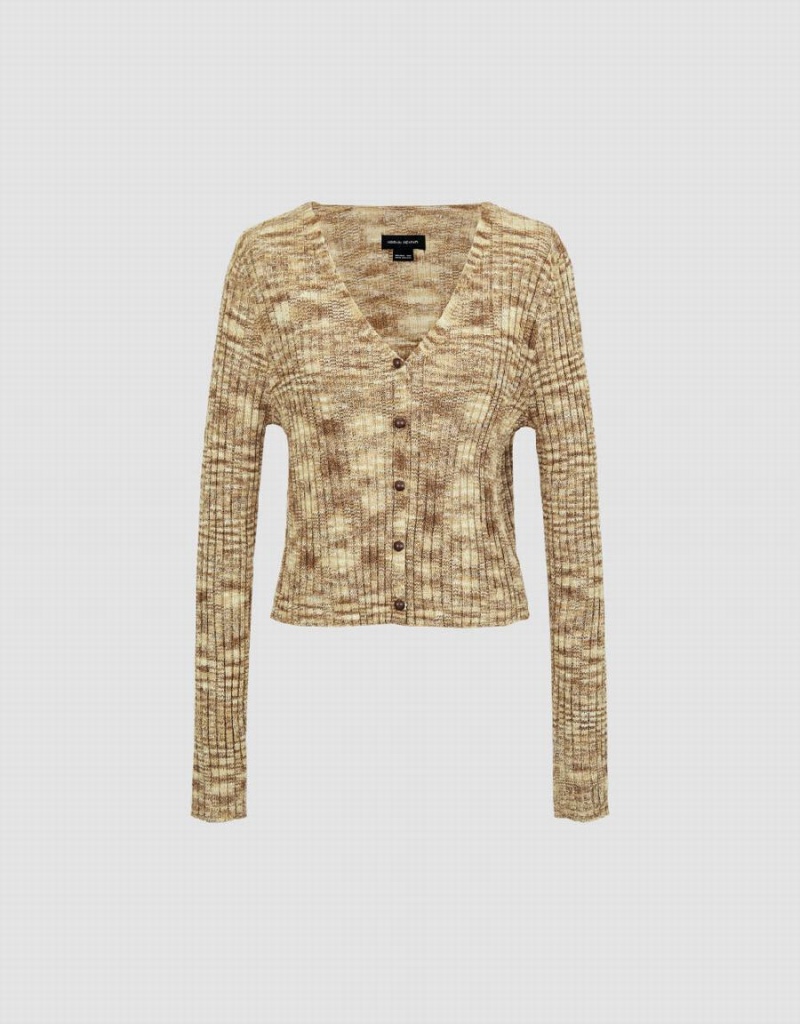 Cárdigan Urban Revivo V-Neck De Punto Mujer Kaki | RXB2088YP