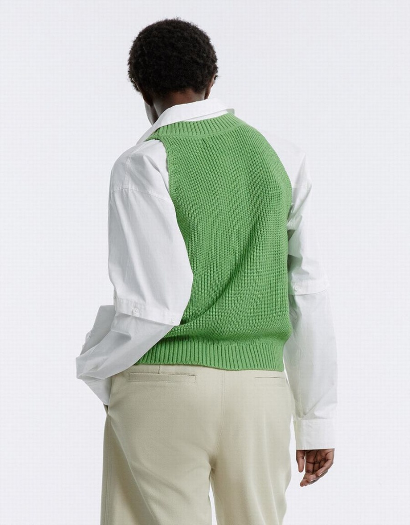 Cárdigan Urban Revivo V Neck Knit Mujer Verdes | MKG7680JF
